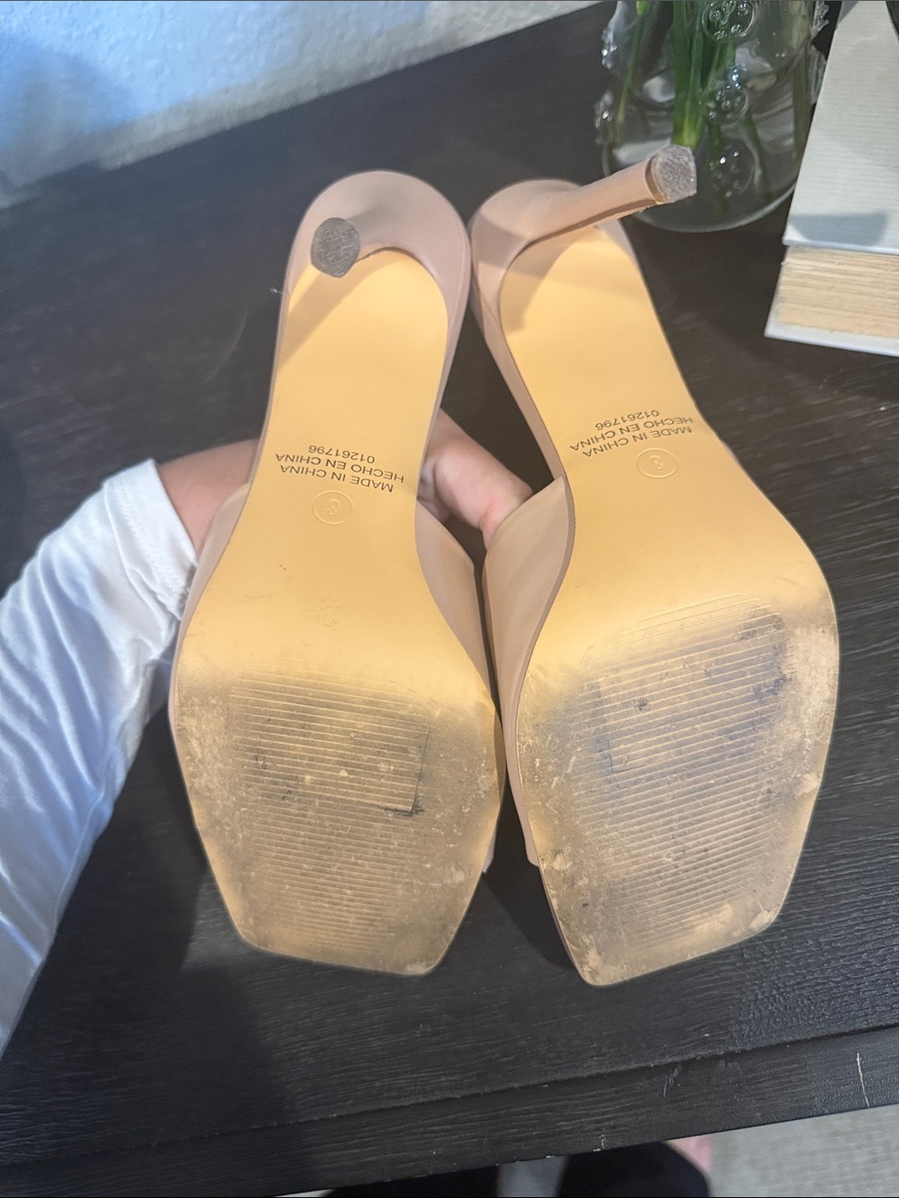 Forever 21 Blush Nude Square-Toe Slide Heels - Picture 4 of 7